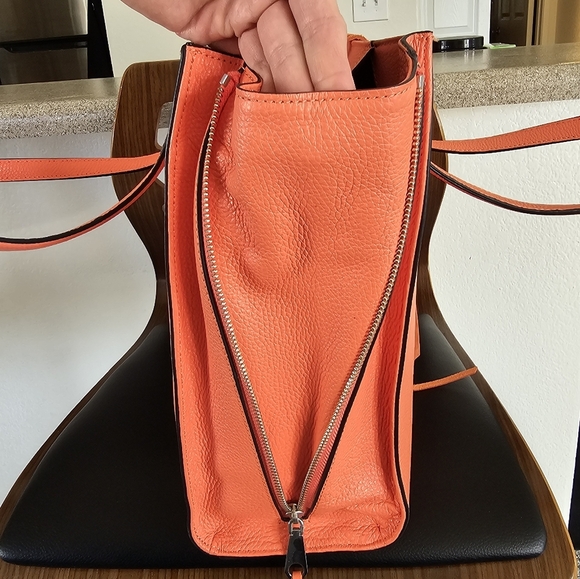 Rebecca Minkoff Side Zip Expandable Large Leather Tote in Flame NWT - Picture 14 of 14